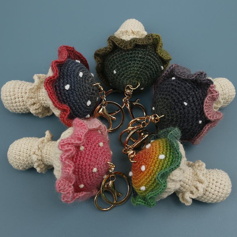 Einzigartige Pilz-Serie Häkel-Schlüsselanhänger Zufällige Farbverlauf-Farbe Pilz-Schlüsselanhänger Für Taschenanhänger Gestrickter Pilz-Schlüsselanhänger Individuell