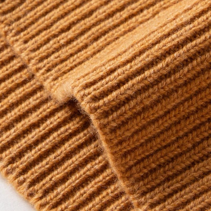 TUHUANG Women's Pure Wool Color-block V-neck Cardigan Sweater
