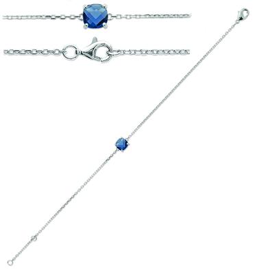[Q3757] - Silver Bracelet 'Sissi' Blue Sapphire Silver (rhodium-plated) - 6x6 Mm