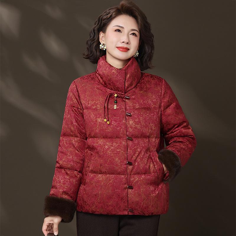 

Женская красная зимняя пуховая куртка Год Крысы: Элегантный китайский стиль для свадебных банкетов 2XL (115-130 lbs) красный