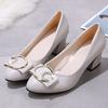 Fashion Shoes For Woman 2024 Luxury Leather Casual With Medium Heels Women's Summer Footwear Square E Discount Slip On Sale Chic Point A