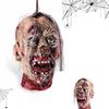 Scary Halloween Decorations Props - Life-Size Hanging Bloody Latex Severed Zombie Head for Haunted House Decor, Indoor Outdoor Halloween Party Yard