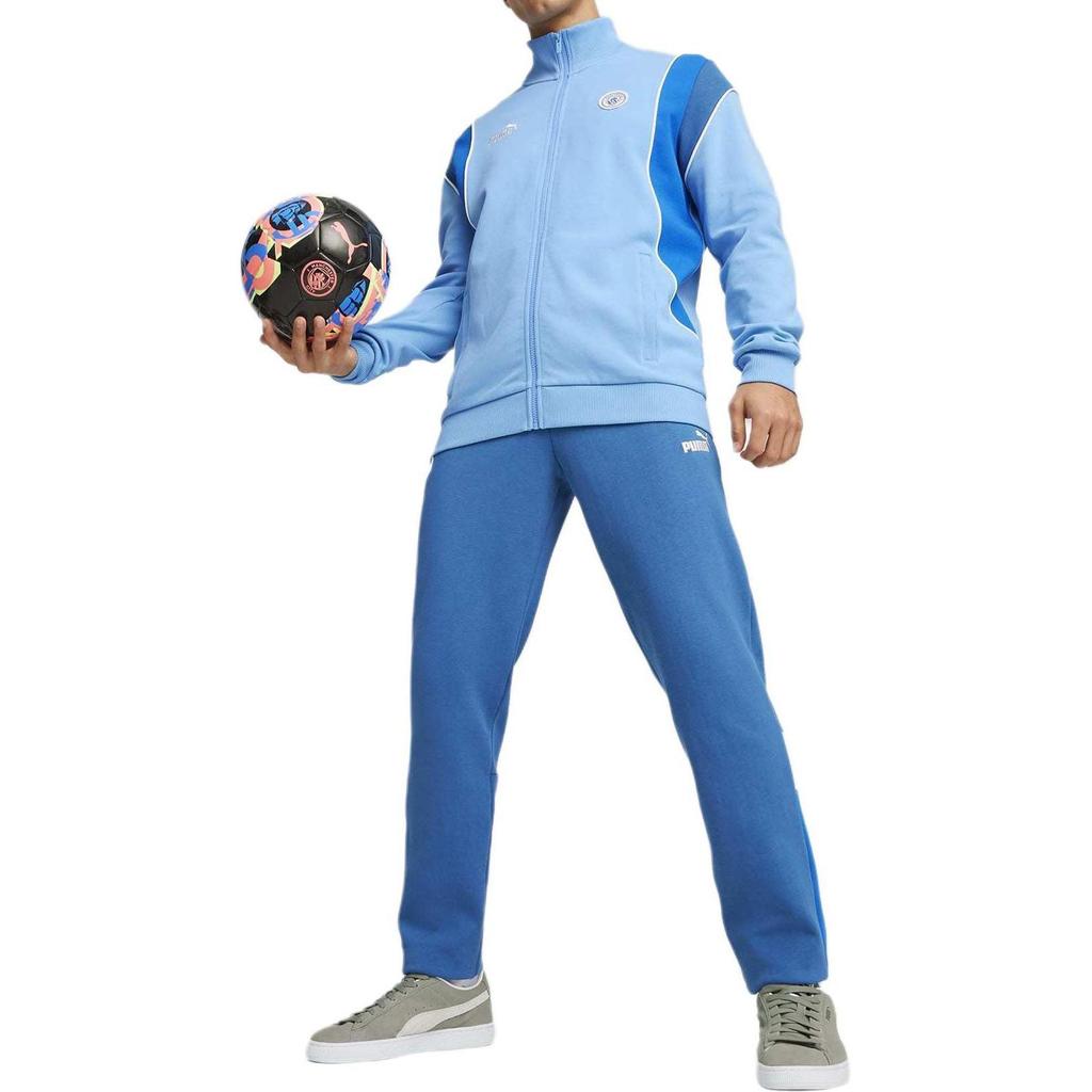 Puma Manchester City Ftbl Archive Letter Brand Logo Moisture Wicking Sports Stand Collar Jacket Men Jacket Racing-Blue 774391-15