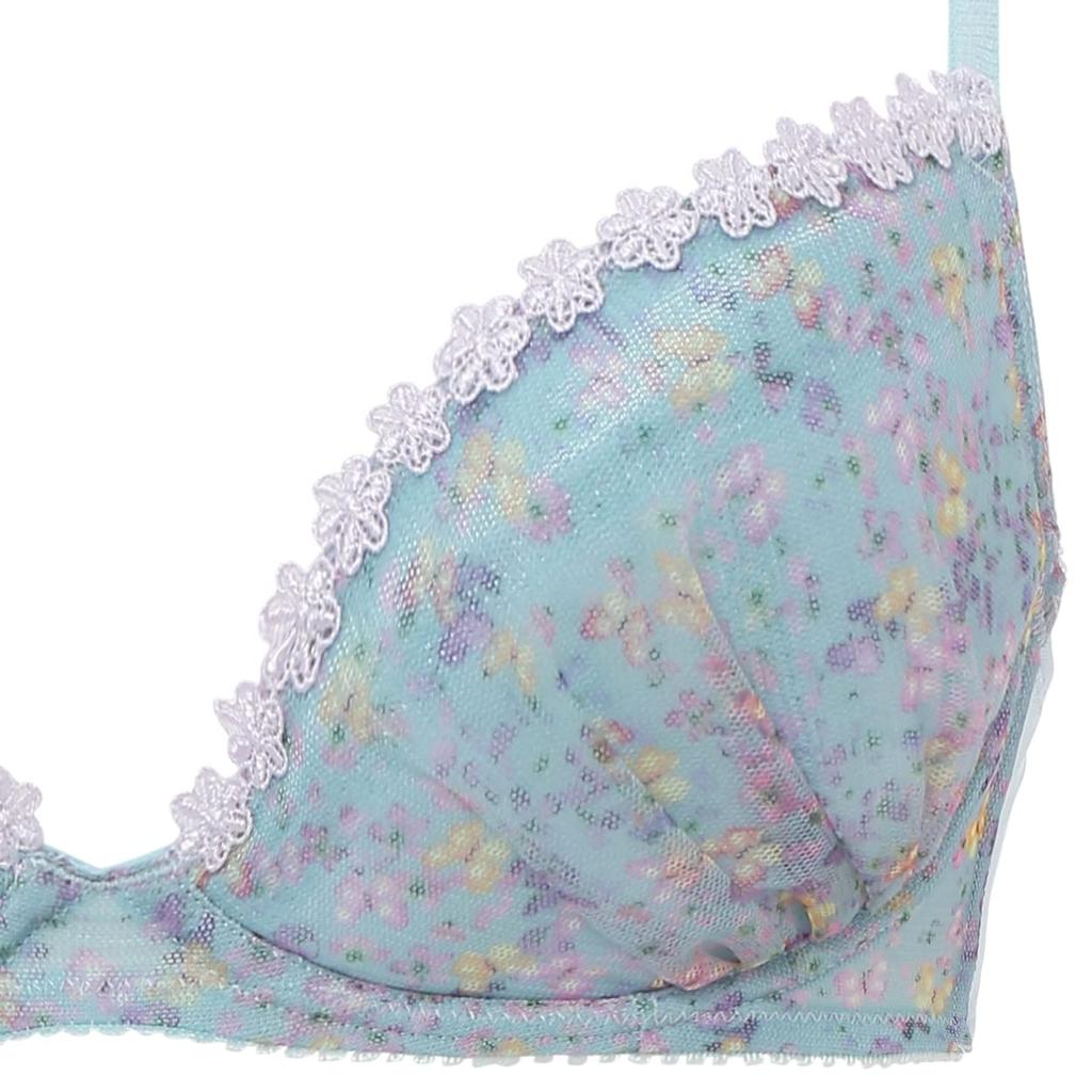 AMOSTYLE BY Triumph Entry Collection Bra Panty Set Floral M007 B70 Push-Up & (Ditzy Print) Women's (Blue)