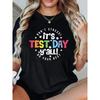 Dam Svart T-shirt Färgstark Stressa Inte Det Är Provdag Gör Ditt Bästa Tryck Rund Hals Kort Ärm