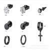 24 Pairs Stainless Steel Stud Earrings with Cross Pendants and Square Backs