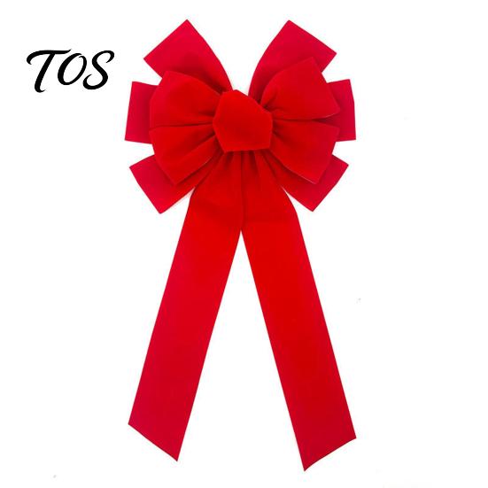 Christmas Door Hanging Bow Large Velvet Bow, Red Plush Wreath Holiday Tree Topper Outdoor Weather Resistant Decor Ornament for Valentine's Day, Home,