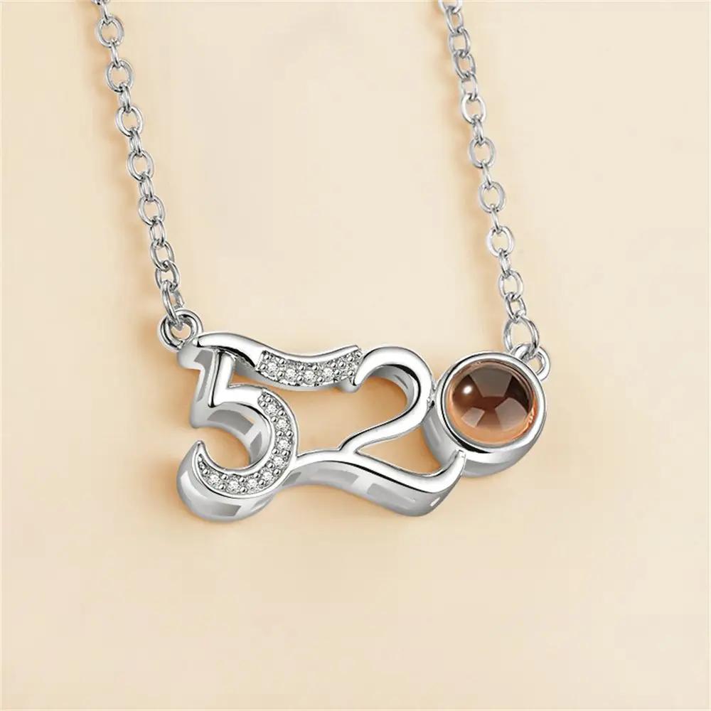 1PC Fashion Love Heart Letter Crystal Necklace 100 Languages I Love You Projection Pendant Necklace Women Jewelry Friends Gifts
