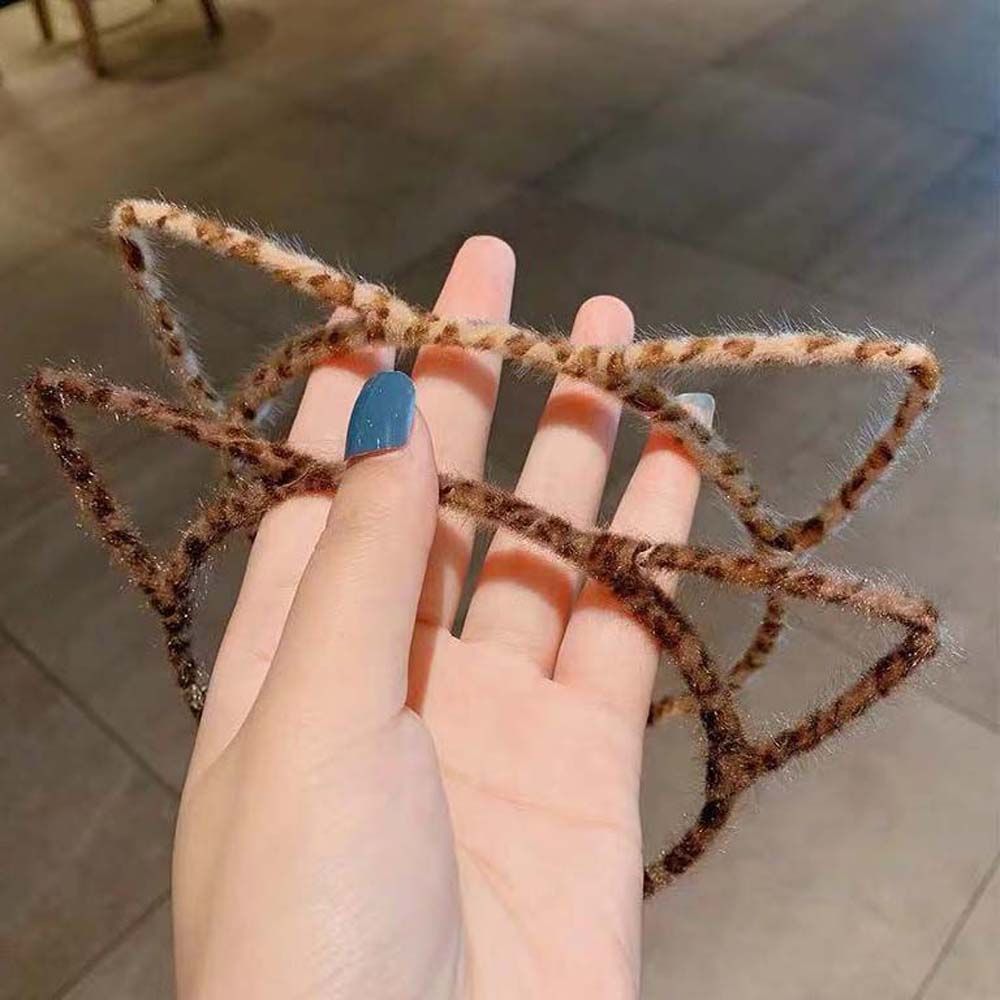 Washing Face Leopard Print Korean Style Cat Ears Headband Leopard Hair Hoop Plush Hair Bands