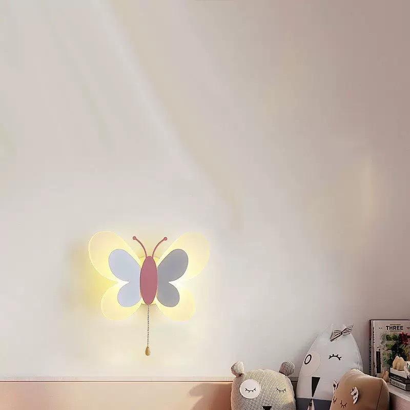 Nordic Creative Butterfly LED Wall Light for Children's Room - Modern Bedroom Bedside or Background Lighting