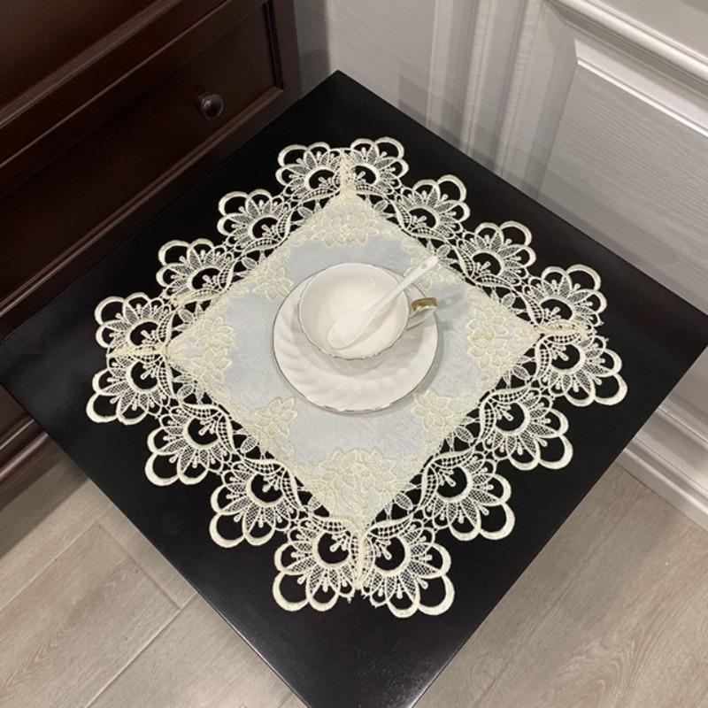 Table Cloth Napkins Table Cover Tablecloth Cup Coffee Mats Placemats Disk Pad Prop Cover Lace Corner Lamp Retro Posing Tea Towel