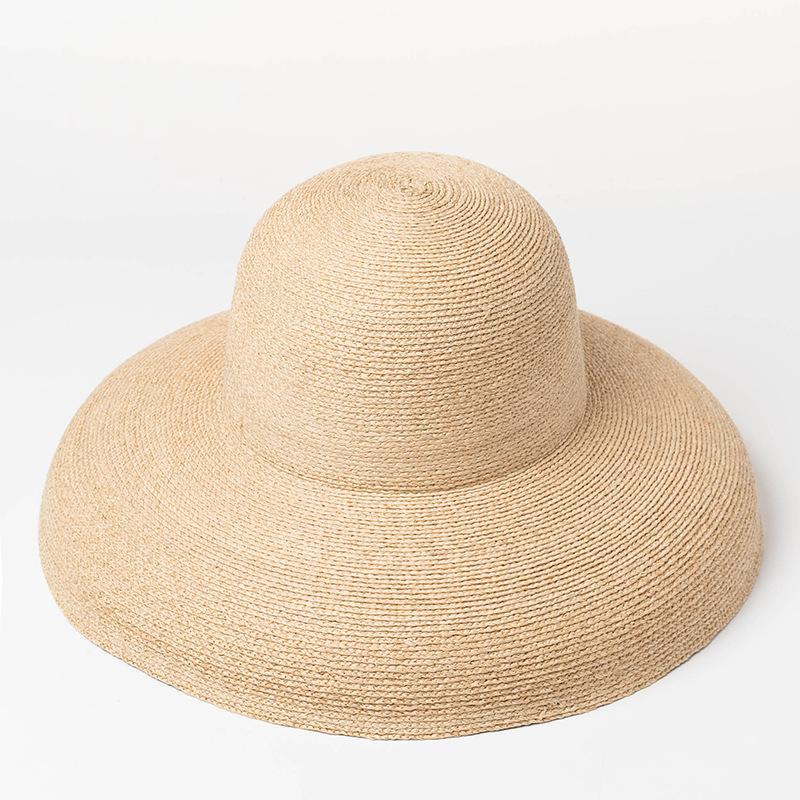 European and American Retro Dome Big Eaves Detailed Lafite Straw Hat Stage Catwalk Outdoor Sunshade Sun Protection Lafite Straw Hat