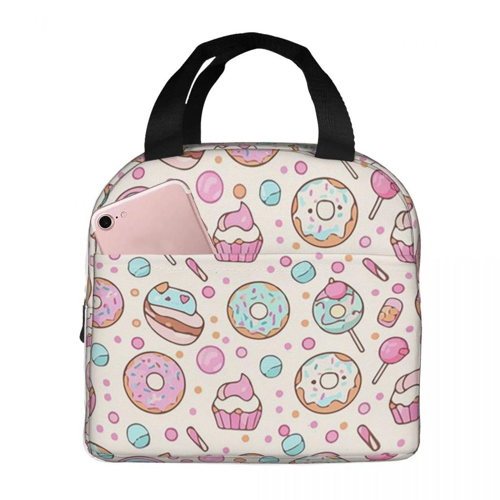 Playful Donut And Cupcake Insulated Lunch Bag for Women Office Cooler Thermal Food Box Tote Leakproof Lunch Boxes Container