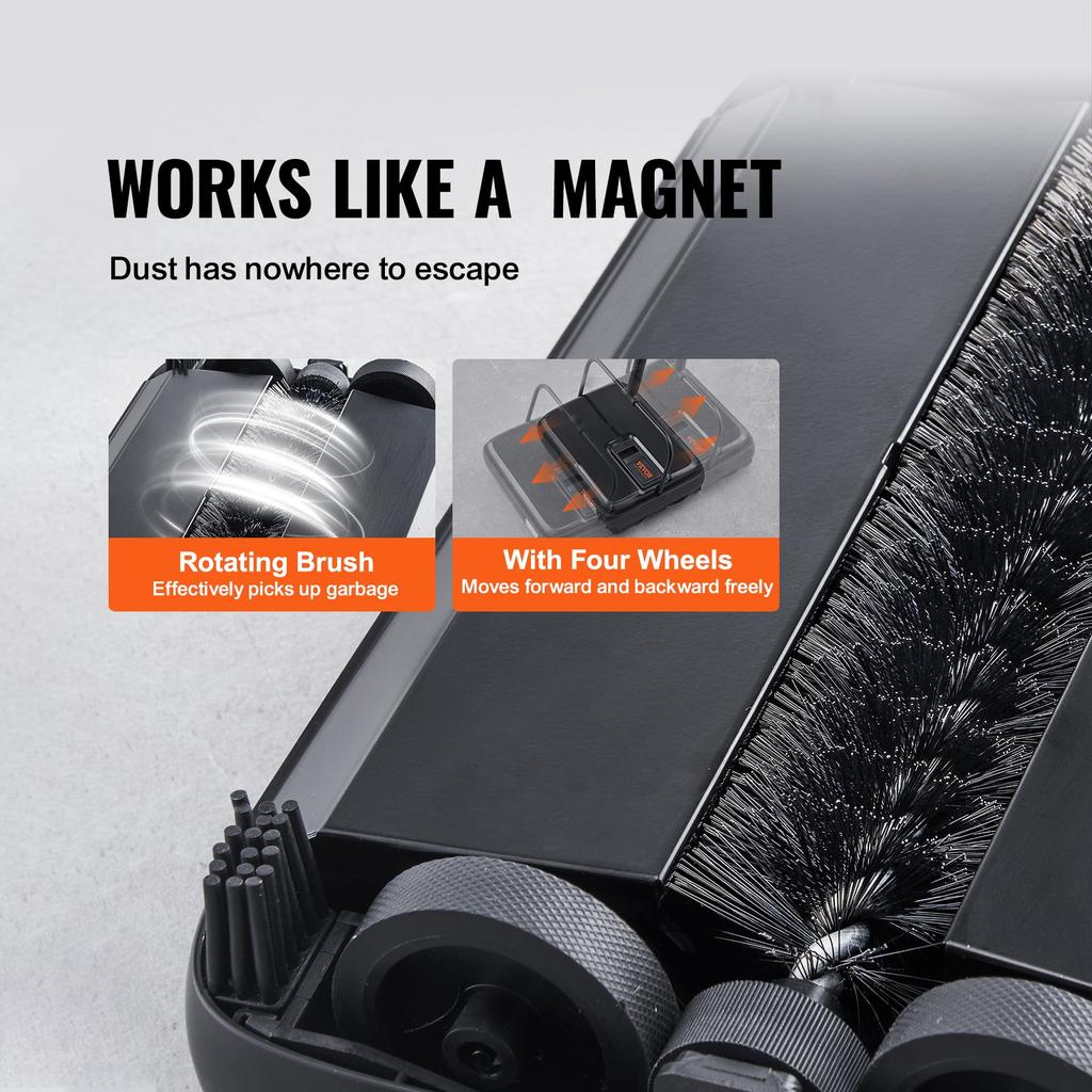 VEVOR Carpet Sweeper, 20 Cm Sweeping Paths, Floor Sweeper Manual Non Electric