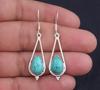 Solid 925 Sterling Silver Synthetic Turquoise Pear Gemstone Handmade Designer Earring Boho Jewelry