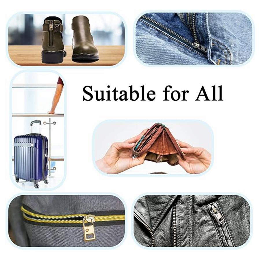 5 Pcs Zipper Pull Replacement Zipper Repair Kit Zipper Slider Pull Tab Metal Zipper Fixer Head for Luggage Backpack Jacket Suitcase Coat