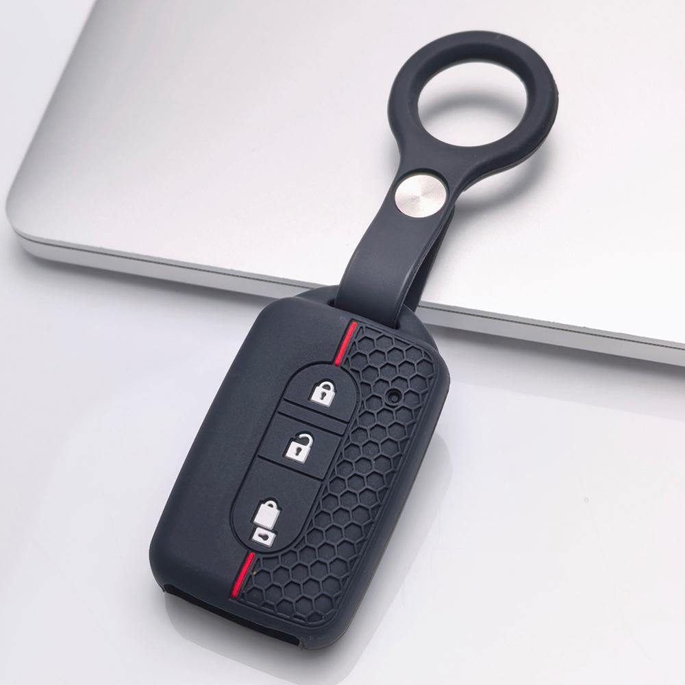 Silicone Key Cover with keychain for Nissan 3 Button Smart Key, Fits Nissan Qashqai X-Trail Juke Pathfinder Navara, Shockproof Key Fob Holder