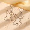 Hollow Outline Rabbit Dangle Hoop Earrings Cute Animal Shape Drop Ear Jewelry for Women Daily Holiday Decor
