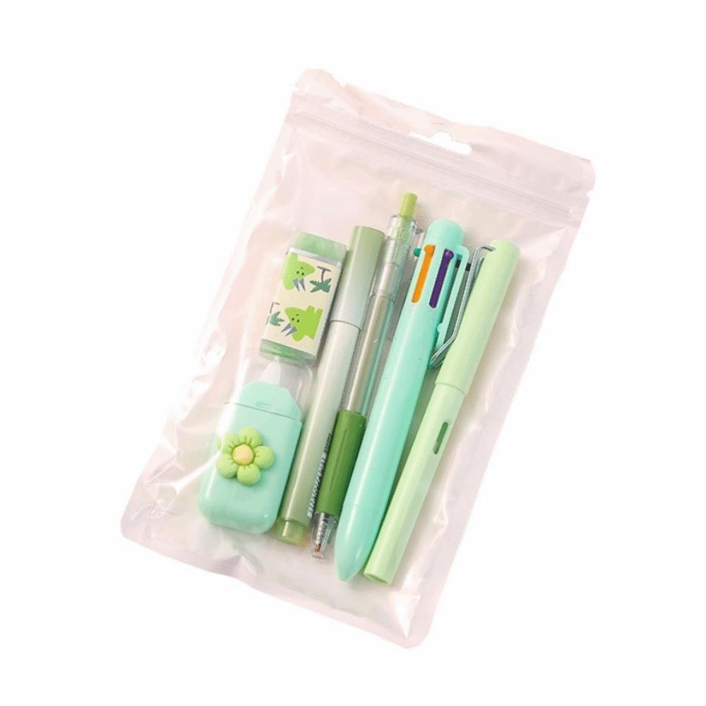 

6Pcs/Set 6 Color Pens School Stationery Set Large Capacity Learning Gift Box Kids Stationery зелений