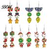 Red Green Holiday Decor 1 Pair Christmas Wooden Dangle Drop Earrings for Women, Cute Santa Women Seasonal Accessories Gingerbread Candy Cane Earrings,
