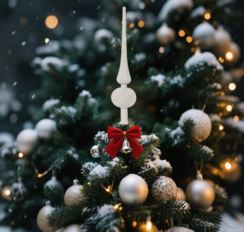 Long Pointed Flocking Plastic Christmas Tree Toppers Portable Easy Setups Festival Ornament for Indoor Decorations
