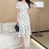 2025 French Fashion Polka Dot Plus Size Loose & Slimming Short Sleeve Dress for Women