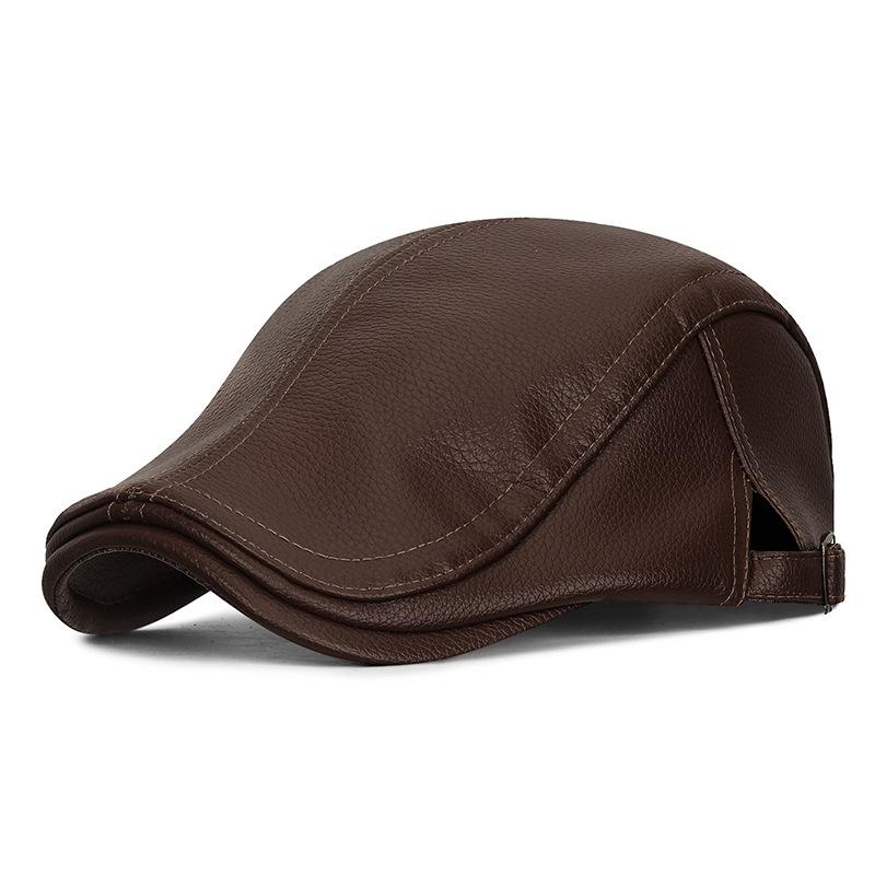 Herbst Winter Retro PU Vorwärtskappe Samt Warm Verstellbare Schirmmütze