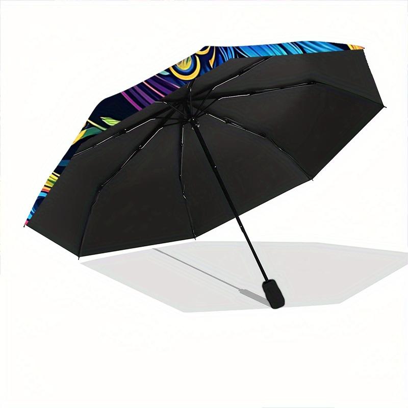 1pc Colorful Peacock Feather Artwork Automatic Opening and Closing Umbrella - Suitable for Various Occasions, Outdoor Activities, Lightweight and