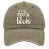 Gatos Livros Boné Livro gato Cabeça Vintage Lavado Bonés de Beisebol Ajustável Chapéu de Pai Louco Engraçado