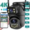 New EU 4K 8MP WIFI PTZ IP Camera Dual Lens With Dual Screen Ai Human Auto Tracking Color Nightvision ICsee Outdoor Surveillance Camera