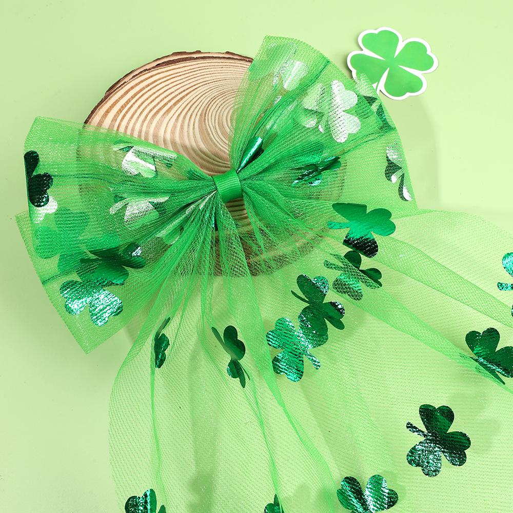 Tulle Bows Hair Barrettes For Women Cloverleaf Long Streamers Clip New Arrival Fresh Green Daily/party Girl Headwear Accessories