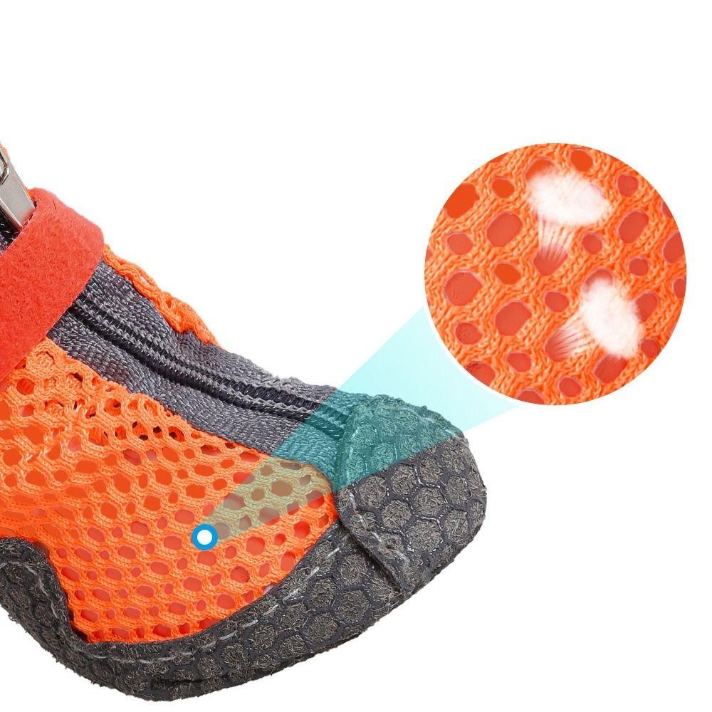 4Pcs Durable Comfortable Pet Dog Shoes Anti-slip Protective Mesh Pet Shoe Cover Breathable Easy To Clean Dog Mesh Shoes Outdoor