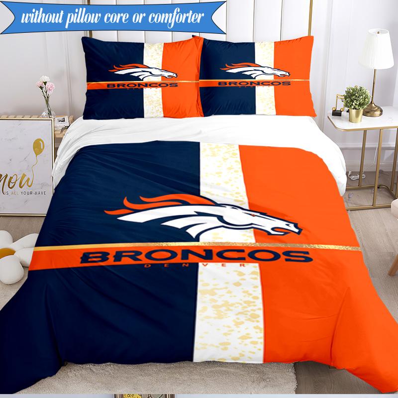 Denver Broncos 3pcs Bedding,Including 1pc Duvet Cover And 2pcs Pillowcases Perfect for Christmas,Ideal for Bedroom, Dormitory