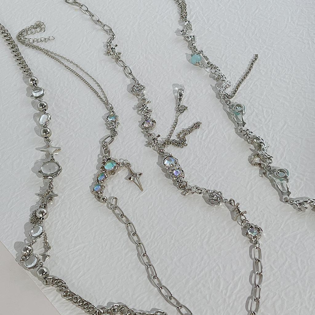 1 STÜCK Y2K Kristallanhänger Halsketten Mode Silberfarbe Tropfenhalskette für Frauen Mädchen Leichter Luxus Schlüsselbeinkette Schmuck