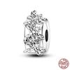 Round 925 Copper Clasp Pave Clip Charms Blue Star Moon Butterfly Slide Safety Chains Spacer Beads Fits Original Bracelet Zircon