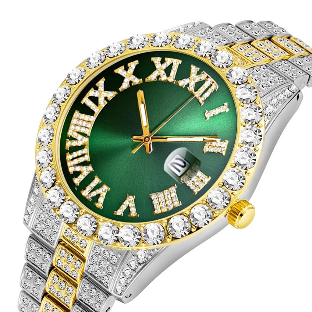 Iced Out Watch Men Luxury Brand Full Diamond Mens Watches AAA CZ Quartz Men's Watch Waterproof Hip Hop Male Clock Gift for Men