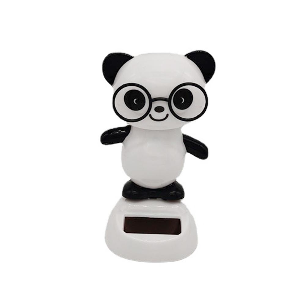 Solar Power Car Dashboard Swinging Doll Car Interior Ornament Gift Interior Decorations Glasses Panda Anime Car Accessories