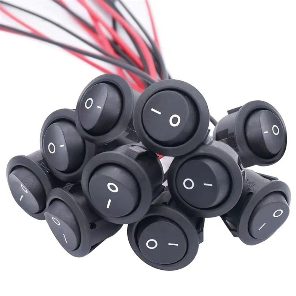 With Pre-Wired Cable Rocker Boat Switch Black Self-locking Snap-in Toggle Switch  Car Auto Boat