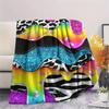 1Pc Rainbow Glitter Print Flannel Blanket, High quality Comfortable for All Seasons, Home Decor, Warmth and Comfort, Perfect for Gifts