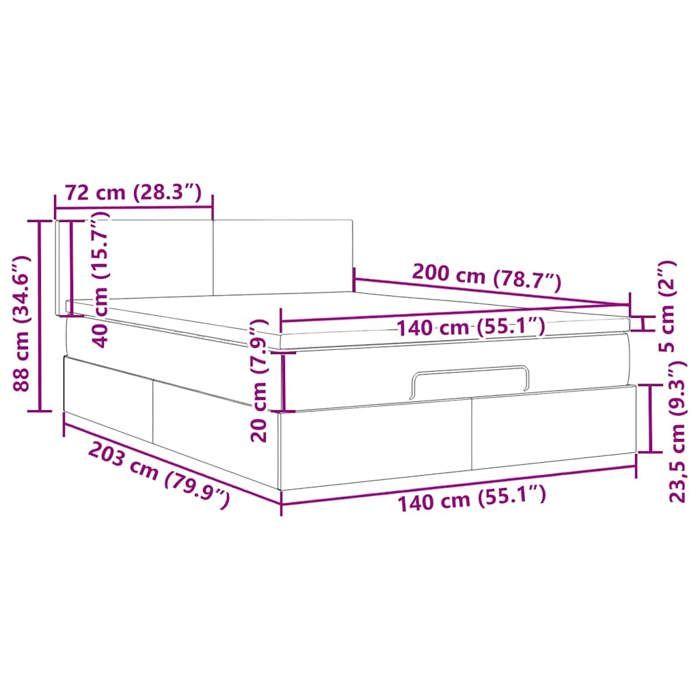 VidaXL Ottoman Bed Frame with Mattress Black 140x200 Cm Velvet, Bed Frame, Upholstered Bed Frame, Ottoman Bed Frame 3311707