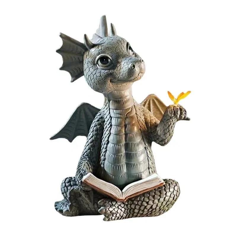 Dragon Garden Decoration Resin Statue Fairy Gate Courtyard Art Outdoor and Garden Door Opening Dragon Wall Carving Decoration (Door Opening)
