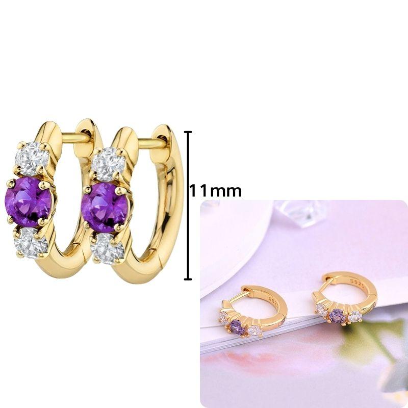 Damen 925 Silber Ohrstecker Lila Zirkon Ohrringe Creolen Lila Kristall Anhänger Ohrring Mode Hochzeits Schmuck