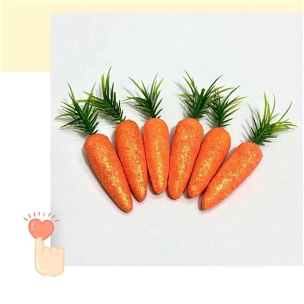 12Pcs Realistic Artificial Simulation Carrot Easter Decoration Lightweight Foam Lifelike Fake Vegetable Craft Miniature Prop