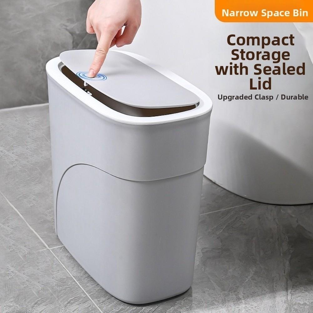 with Lid Waterproof Garbage Bin Slim Narrow Gap Living Room Dustbin Kitchen Toilet