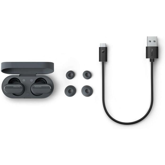 Ecouteurs True Wireless - Philips - TAT3508BK - Réduction de bruit - Autonomie 21h - IPX4