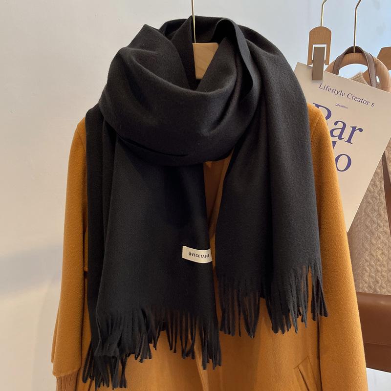 New imitation cashmere scarf women's autumn and winter versatile solid color khaki warm scarf shawl men