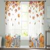 Thanksgiving Fall Pumpkin Maple Leaf Sheer Curtains Home Window Decorations Voile Tulle Curtains For Living Room Bedroom Kitchen