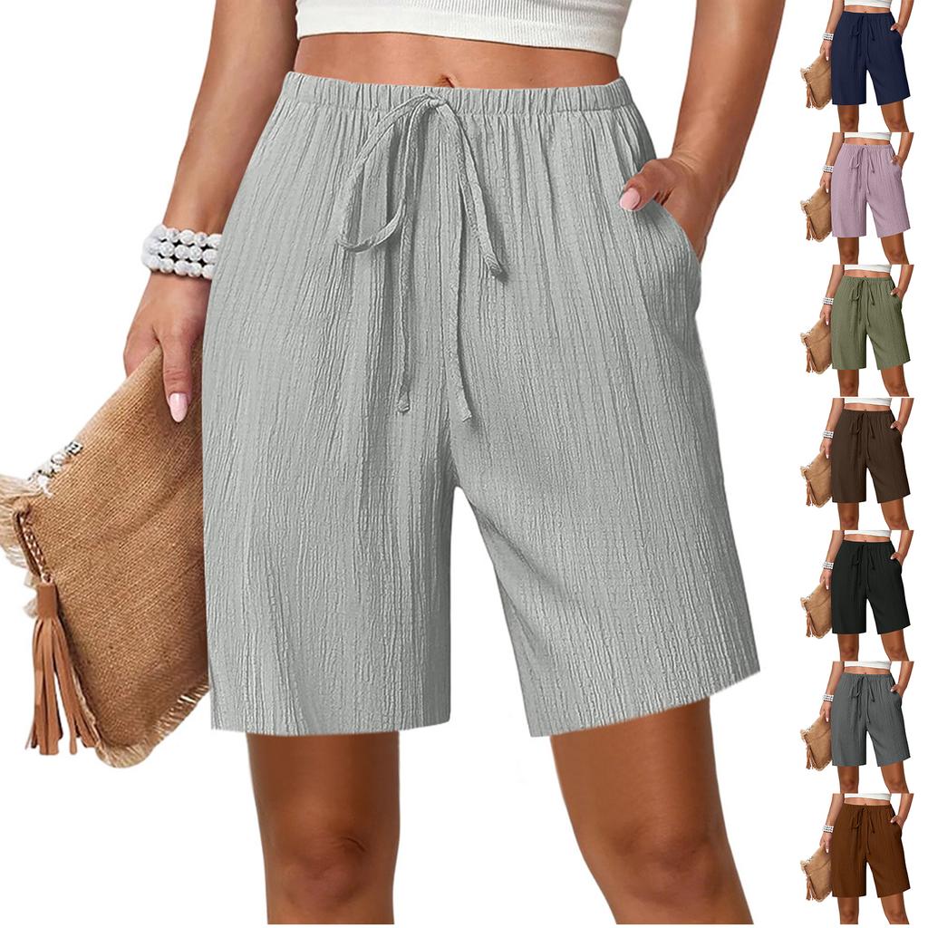 Damen locker gerade Kordelzug Tasche Freizeitshorts