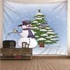 Snowman Snowflake Merry Christmas Tapestry New Year Winter Party Tapestry Wall Hanging Decor for Home Living Room Bedroom Dorm