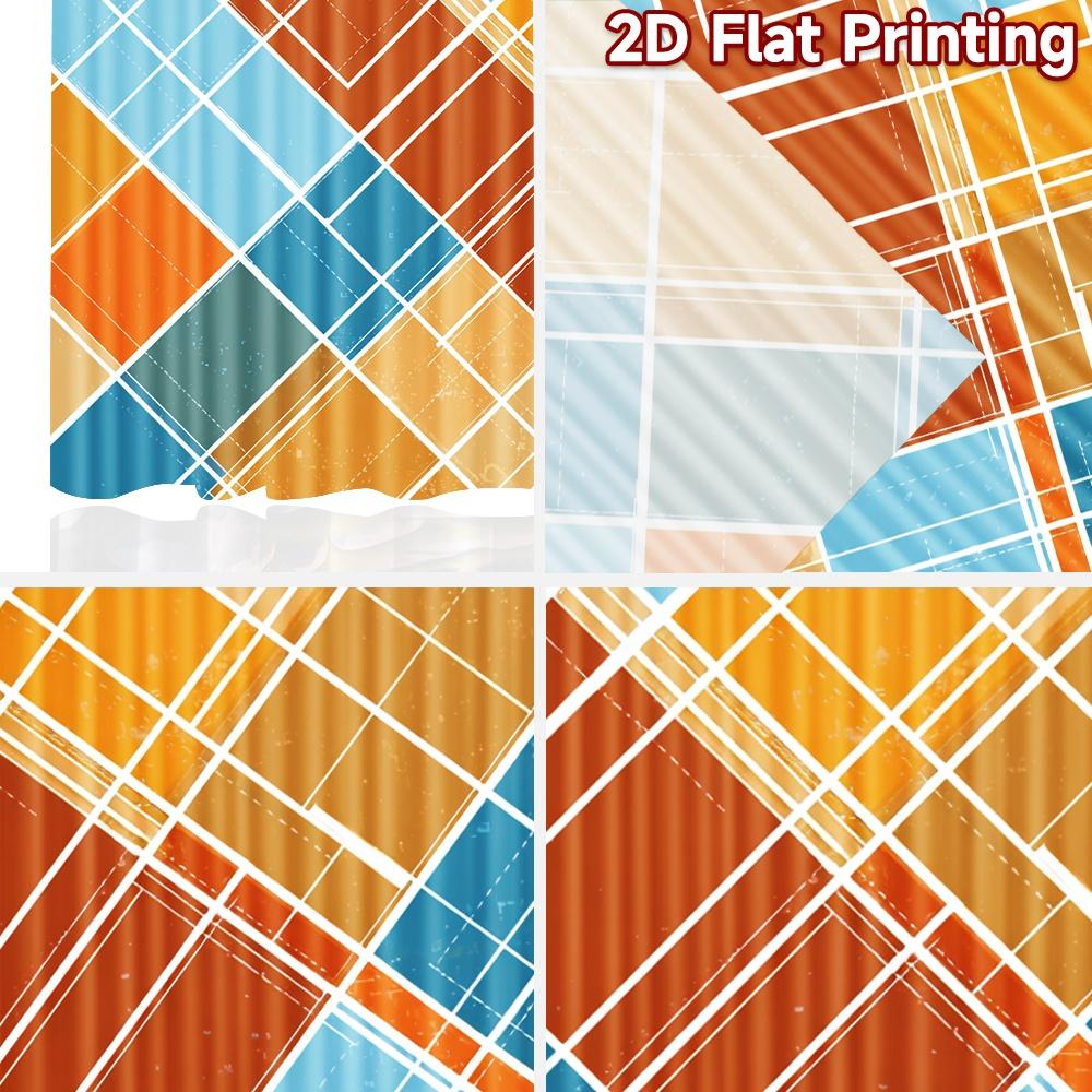 2D FLAT PRINTING 2pcs Curtains (Without Rod) Geometric Blue and Orange Design April Fools is Day Festival Creative Curtains